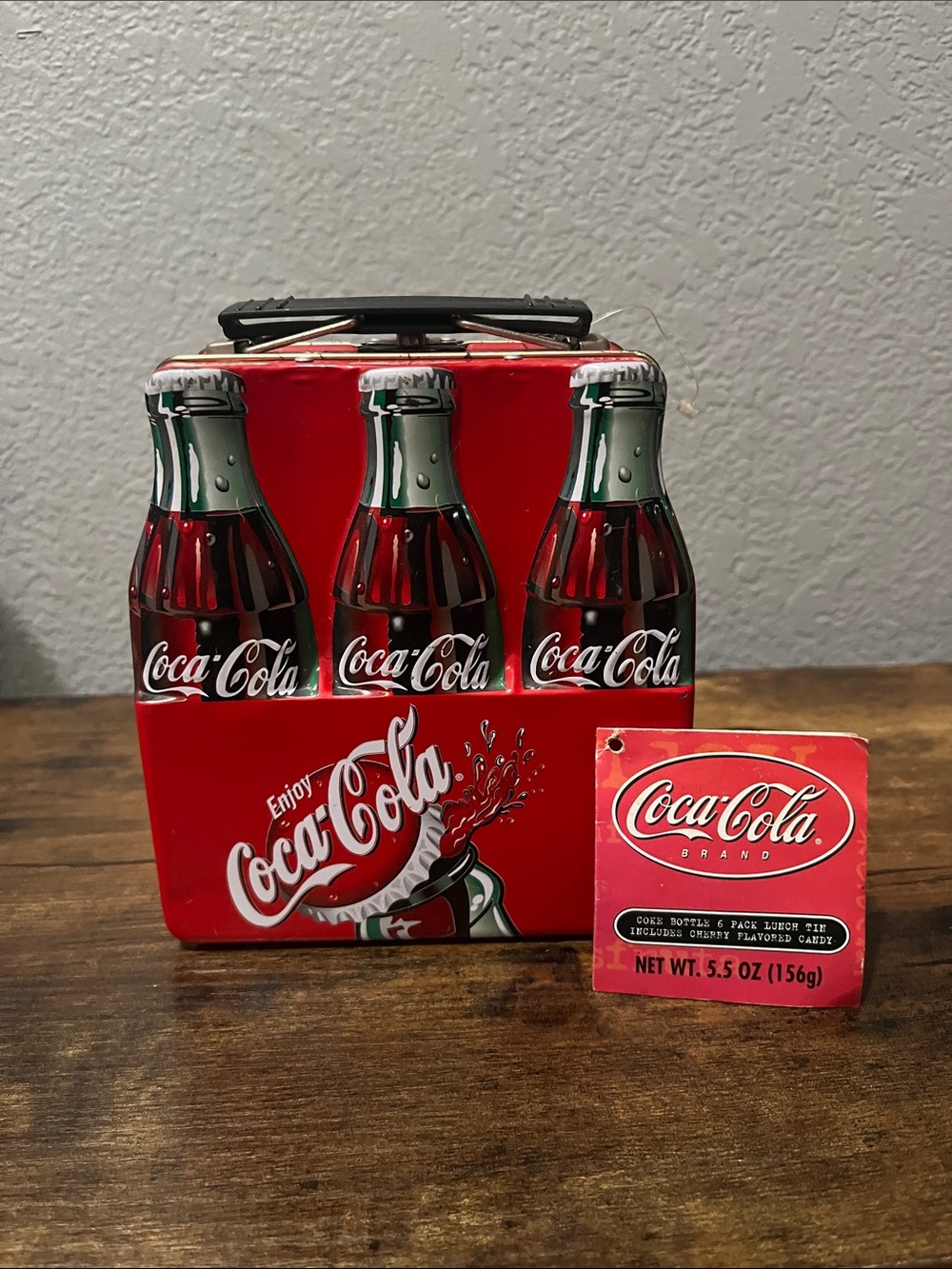 Coca Cola Red Metal Lunchbox with Bottle Trio Graphicj